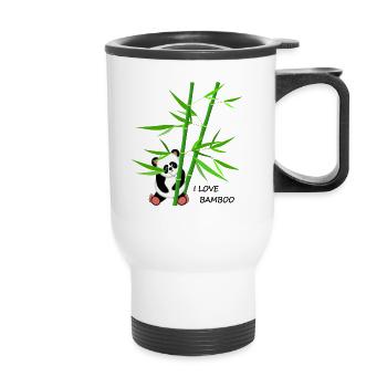 Fleda Maus Design: I love bamboo - Thermobecher mit Tragegriff - Weiß - Vorne
