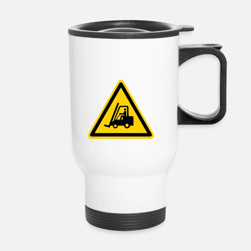 Big boys at work Forklift Chariots élévateurs - Tasse isotherme avec poignée - blanc