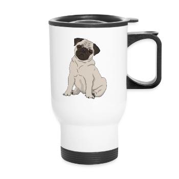 pug dog - Thermal mug with handle - white - Front