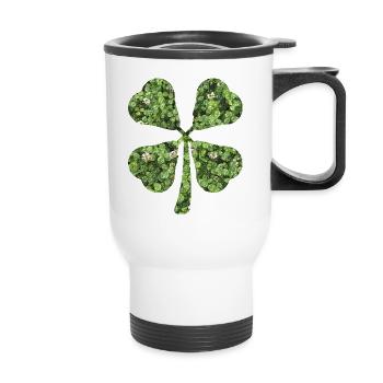 trèfle à quatre feuilles - Tasse isotherme avec poignée - blanc - Devant