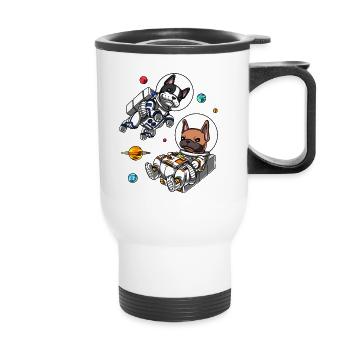 Bouledogue français astronaute espace chiens - Tasse isotherme avec poignée - blanc - Devant