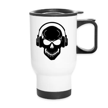 Skull with Headphones - Rave - Electro - Hardstyle - Thermal mug with handle - white - Front