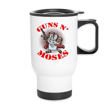 GUNS AND MOSES CHRIST WEAPONS BELIEVERS - Thermal mug with handle - white - Front