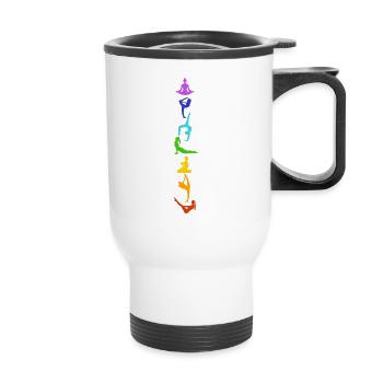 7 Chakra Yoga Kundalini Hatha Méditation Cadeau - Tasse isotherme avec poignée - blanc - Devant