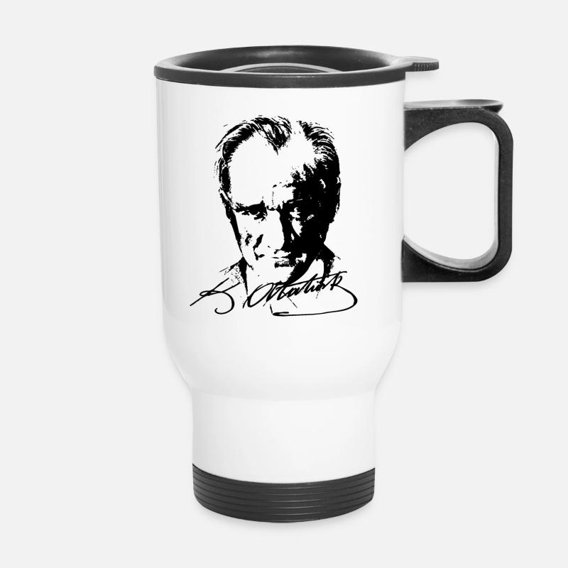 Mustafa Kemal Ataturk - Thermal mug with handle - white