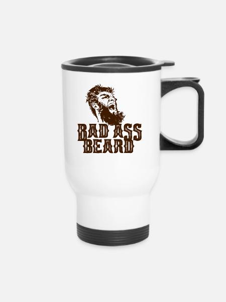 Bart, Bärte, Hipster, Vollbart, Geschenk, - Thermobecher mit Tragegriff - Weiß