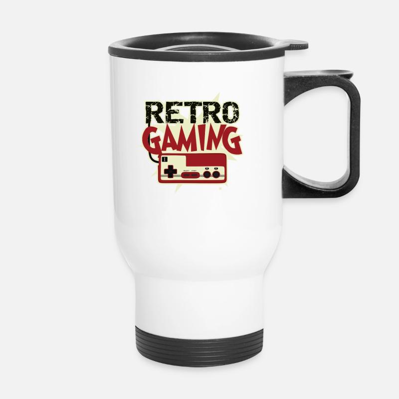 Retro gaming game console controller - Thermal mug with handle - white
