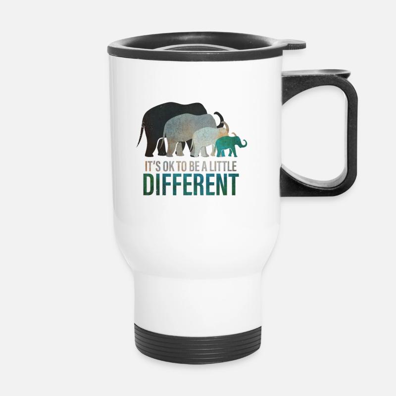 Its ok to be different - Sois différent Eléphant - Tasse isotherme avec poignée - blanc