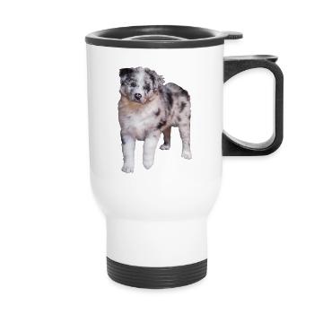 Australian Shepherd - Thermobecher mit Tragegriff - Weiß - Vorne
