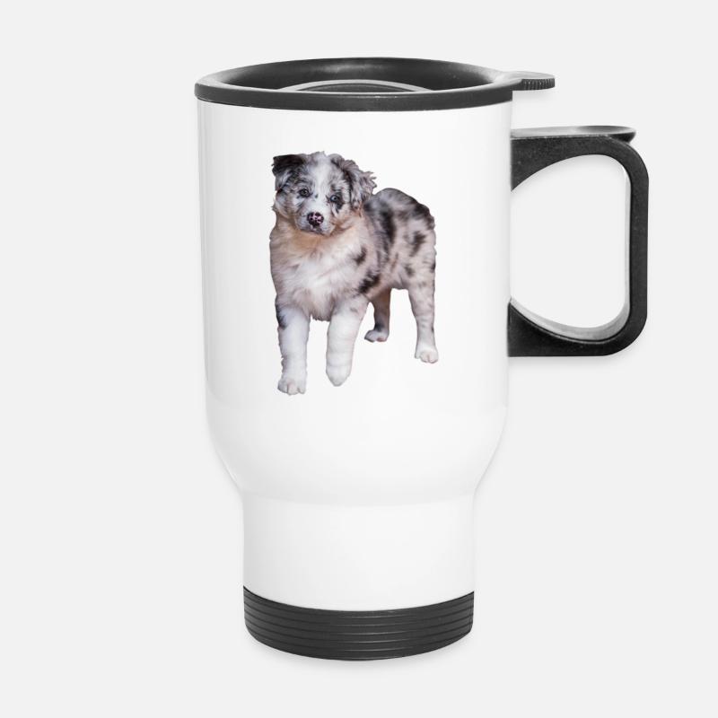 Australian Shepherd - Thermobecher mit Tragegriff - Weiß