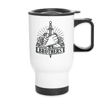 Brothers brothers cohesion brother siblings - Thermal mug with handle - white - Front