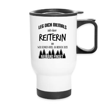 Pferd Pferde Reiter Reiten | Design - Thermobecher mit Tragegriff - Weiß - Vorne