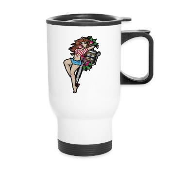 PIN UP GIRL TATTOO - Thermal mug with handle - white - Front