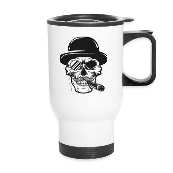 Gangster, crâne, style de vie - Tasse isotherme avec poignée - blanc - Devant
