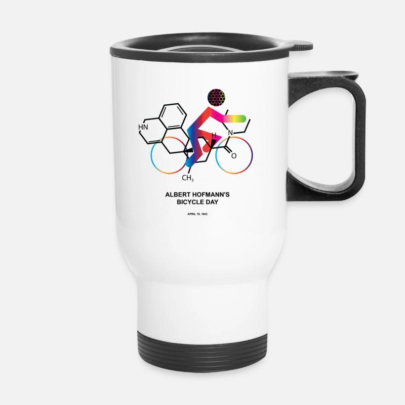 Albert Hofmann's Bicycle Day - Thermobecher mit Tragegriff - Weiß