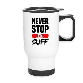 Never stop the SuffTour Party Pfeffi Goldi - Tasse isotherme avec poignée - blanc - Devant