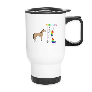 Votre tante ma tante cheval Licorne Pole Dance - Tasse isotherme avec poignée - blanc - Devant