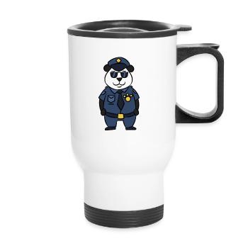Cadeau de dessin animé panda ours de sécurité police - Tasse isotherme avec poignée - blanc - Devant