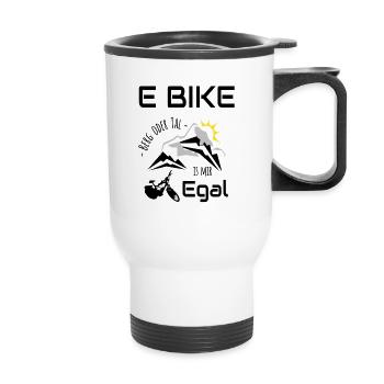 E Bike - montagne ou vallée, je m'en fiche - Tasse isotherme avec poignée - blanc - Devant