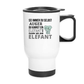 Elefant Elefanten Spruch Geschenk - Thermobecher mit Tragegriff - Weiß - Vorne
