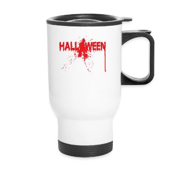 Blutiger Halloween Schriftzug Splatter - Thermobecher mit Tragegriff - Weiß - Vorne