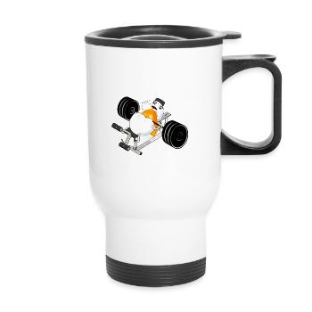 oeuf drôle de forme physique / oeuf drôle - Tasse isotherme avec poignée - blanc - Devant