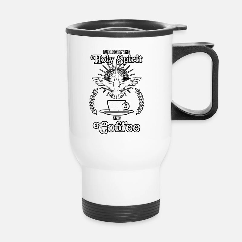 Alimenté par le Saint-Esprit et le café - Tasse isotherme avec poignée - blanc