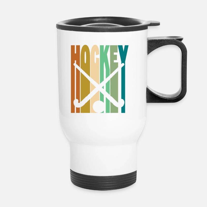 Feldhockey Retro - Thermobecher mit Tragegriff - Weiß