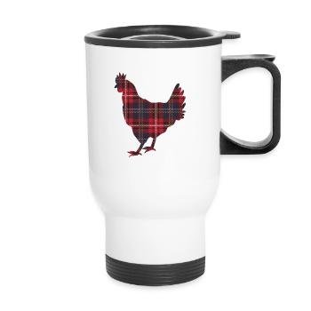 Chicken Plaid Tartan - Thermal mug with handle - white - Front