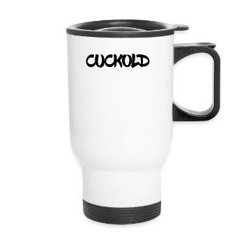 Cocu | Cocu, Femme Chaude, Relation Ouverte - Tasse isotherme avec poignée - blanc - Devant