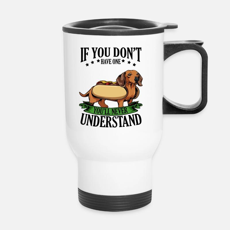 Dackel - Thermobecher mit Tragegriff - Weiß