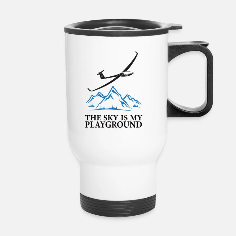Glider, glider, plane, pilot - Thermal mug with handle - white