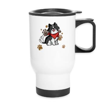 Border Collie Drôle de cadeau chien - Tasse isotherme avec poignée - blanc - Devant