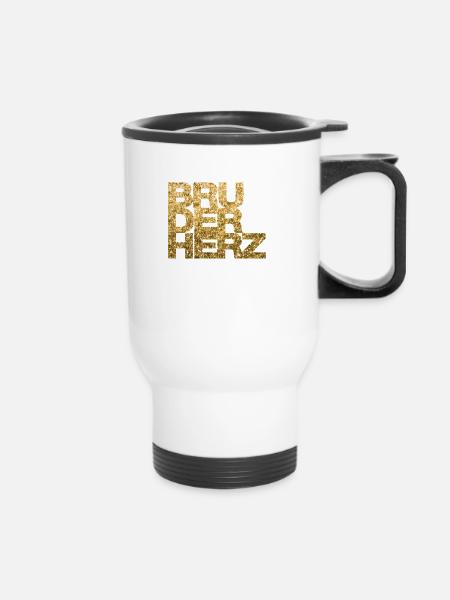 Bruderherz Bester Bruder der Welt Geschenkidee - Thermobecher mit Tragegriff - Weiß