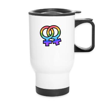 LGBT flag lesbian pride - Thermal mug with handle - white - Front