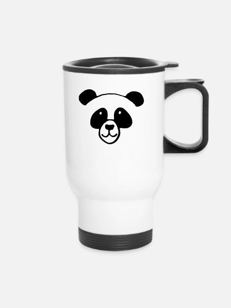 Panda Gesicht - Thermobecher mit Tragegriff - Weiß