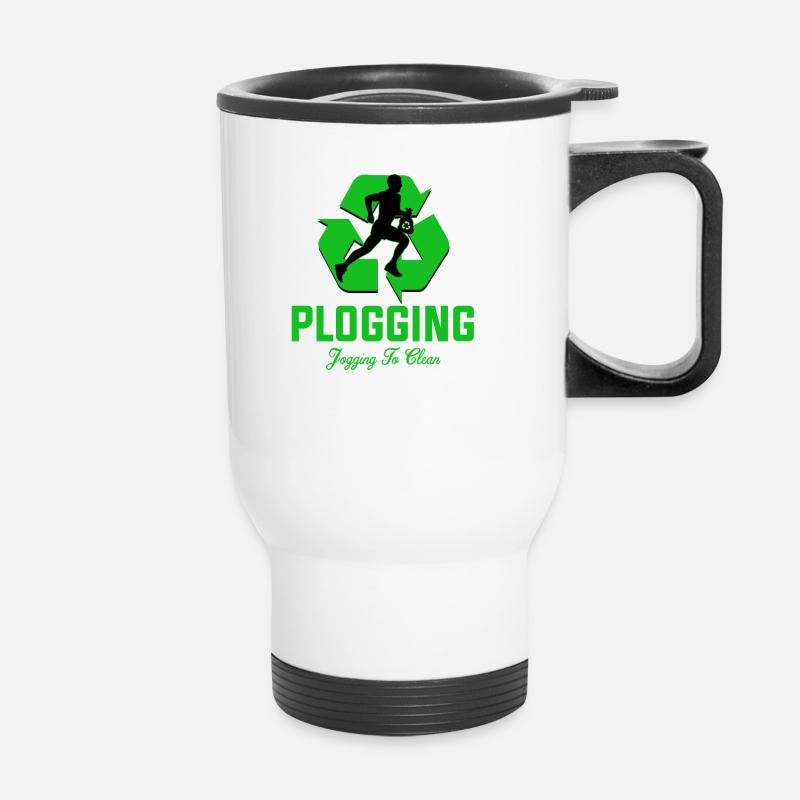 Plogging jogging to clean - Thermal mug with handle - white