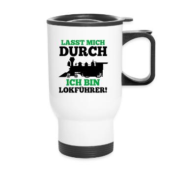 Lokführer shirt • Zug • Lokführer Geschenk - Thermobecher mit Tragegriff - Weiß - Vorne