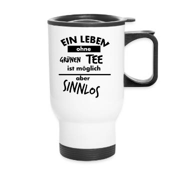 Grüner Tee Aufgussgetränk Teeliebhaber Teetrinker - Thermobecher mit Tragegriff - Weiß - Vorne