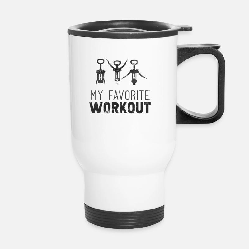 My Favorite Wine Workout corkscrew - Thermal mug with handle - white