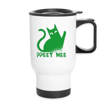 Pet me, Katze Kätzchen - Thermobecher mit Tragegriff - Weiß - Vorne