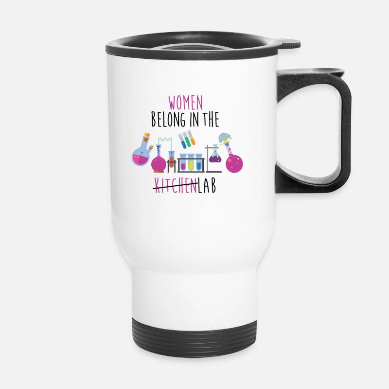 Science, laboratory, chemistry, physics, biology, - Thermal mug with handle - white