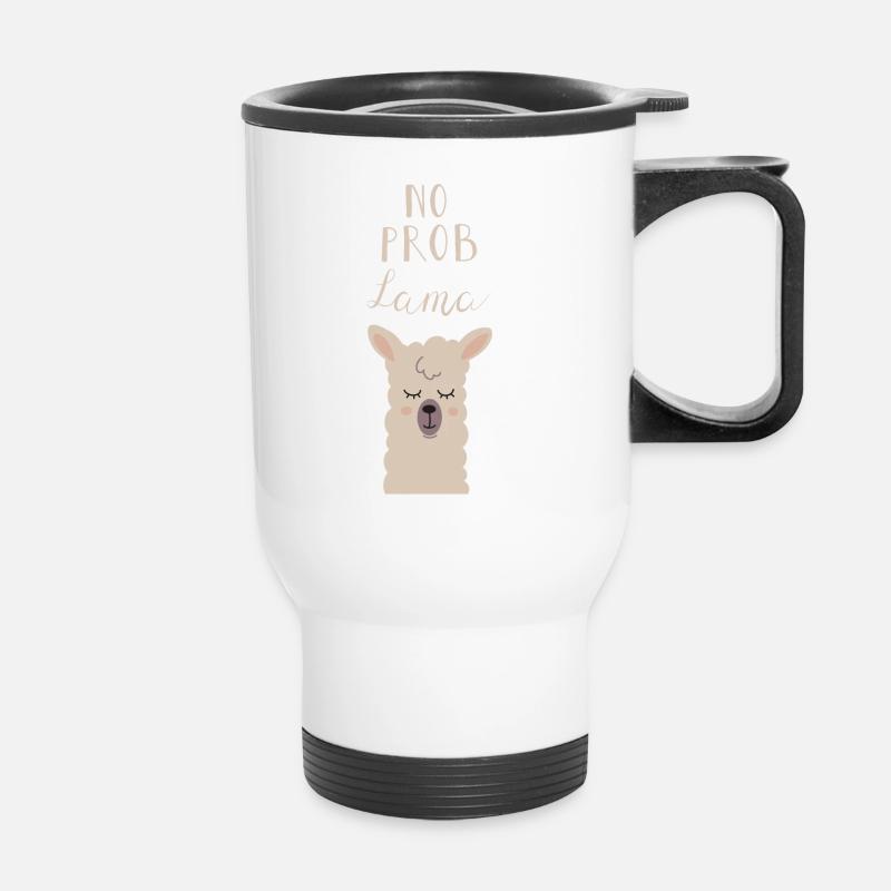 Pas de problème: conception drôle de lama - Tasse isotherme avec poignée - blanc