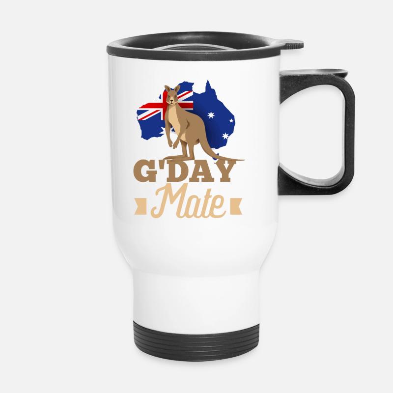 Kangaroo Australian Flag G'Day Mate - Hello - Thermal mug with handle - white
