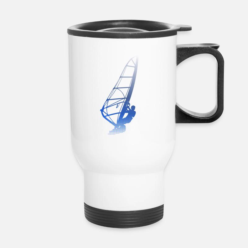 Windsurfer Silhouette - Thermobecher mit Tragegriff - Weiß