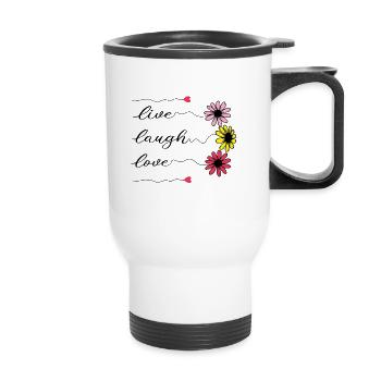 live love love shirt - chemise pour femme avec dicton - Tasse isotherme avec poignée - blanc - Devant