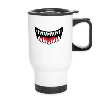 Face Mask Mouth Cover Mask Muzzle Face - Thermal mug with handle - white - Front
