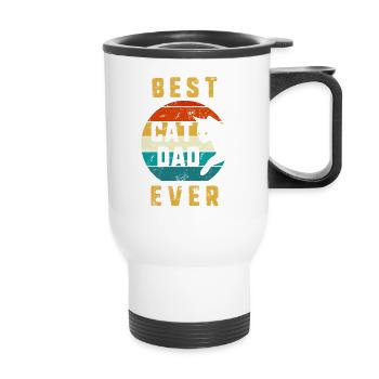 Meilleur chat papa jamais chat vintage papa rétro père d - Tasse isotherme avec poignée - blanc - Devant