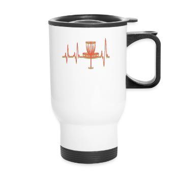 Vintage Disc Golf Heartbeat Disc Golf Frolf Frisbe - Thermal mug with handle - white - Front