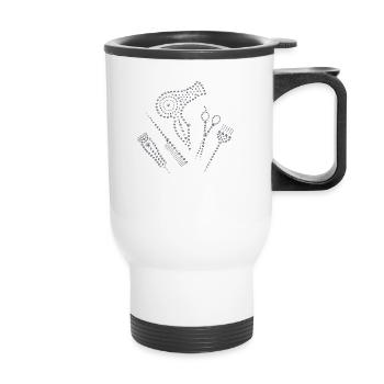 Coiffeur coiffeur tablier strass peigne ciseaux H - Tasse isotherme avec poignée - blanc - Devant